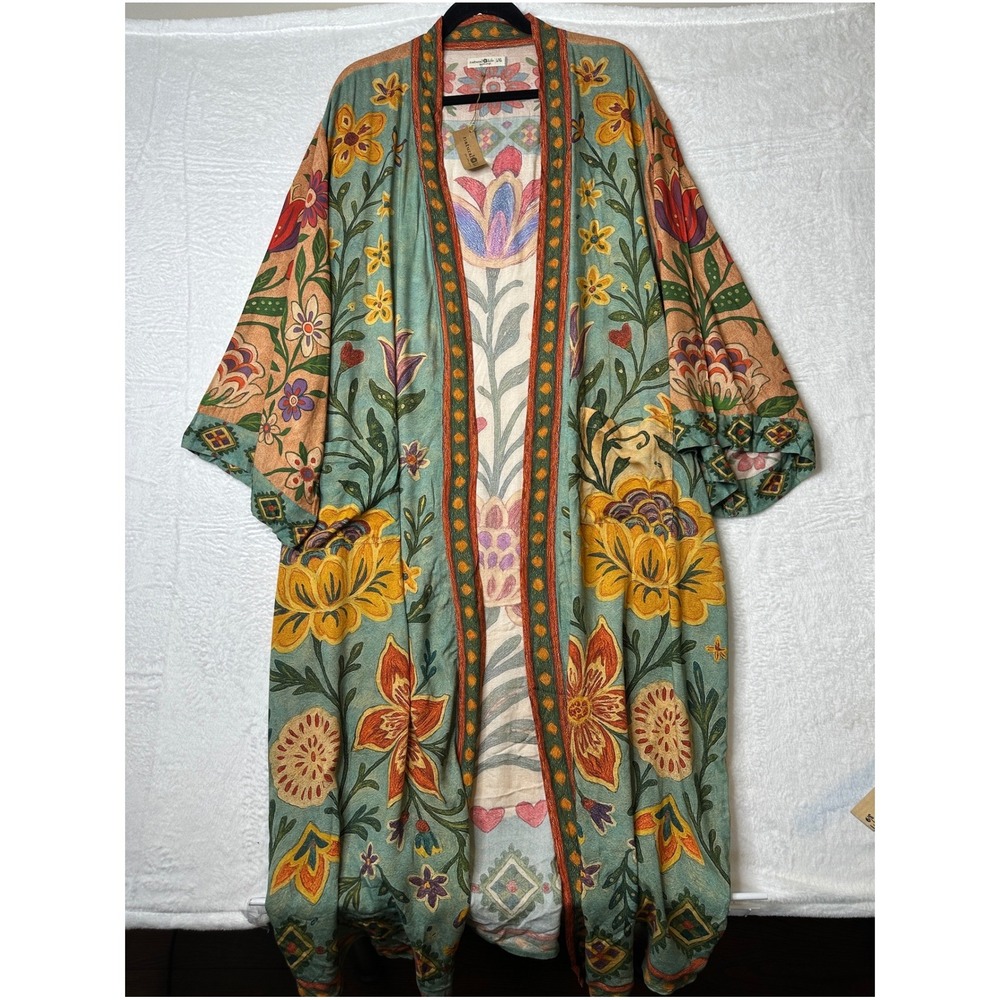 Natural Life Kimono Women L/XL Multicolor Floral Open Front Duster NWT